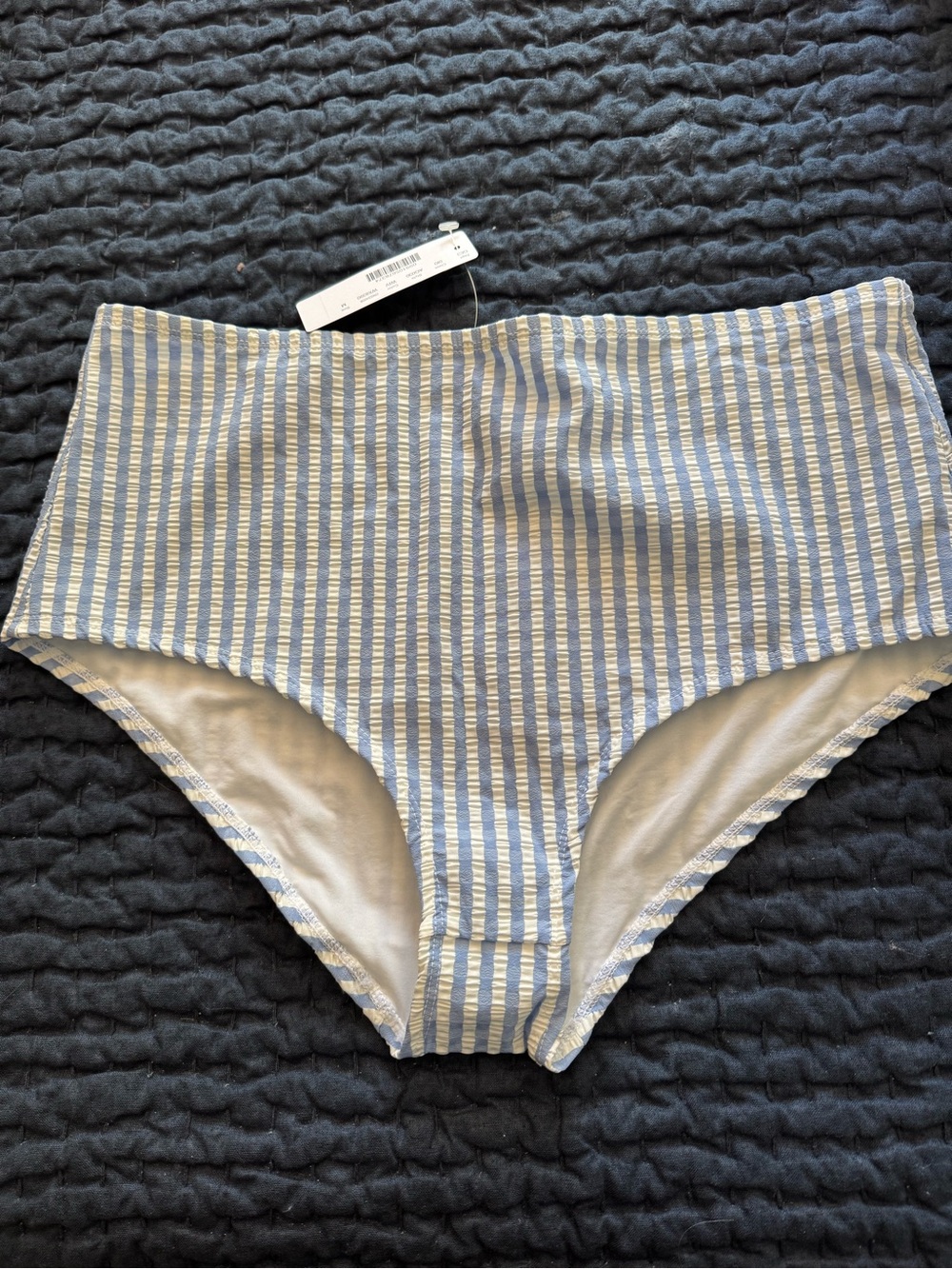 J. Crew Blue and White High-Waist Bikini Bottoms